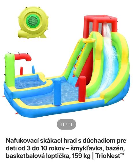 Skákací vodný hrad s nafukovacím zariadenim, 