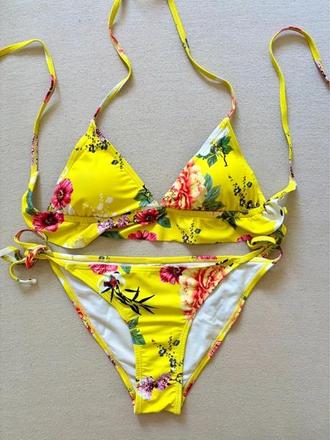 Dámske žlté kvetované bikini plavky, gate,s