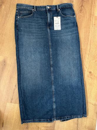 Riflová dlhá sukňa, zara,xl