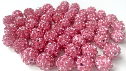 Korálky shamballa - tmavo ružové 10 mm, 