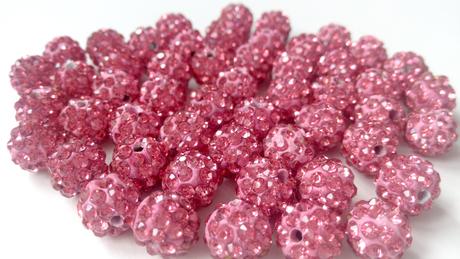 Korálky shamballa - tmavo ružové 10 mm, 