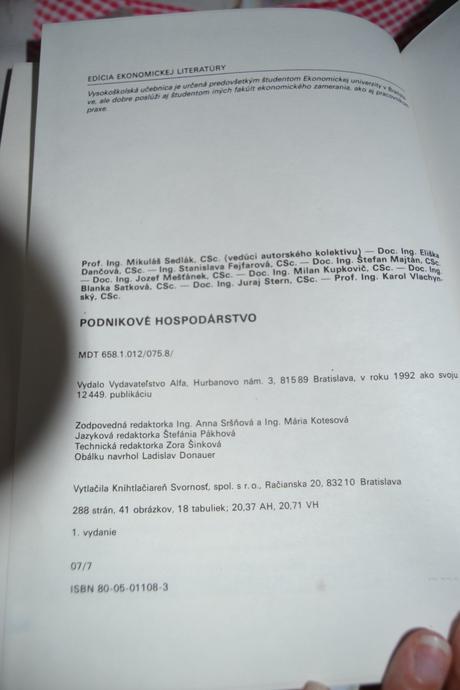 Podnikové hospodárstvo učebnica/skriptá, 