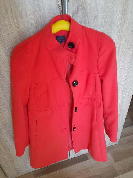Oranžový kabát, jarník, xs/s, marks & spencer,s