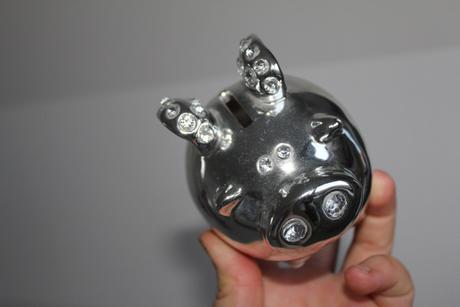 Dekoračná šporkasa pokladnička strieborné prasiatk,