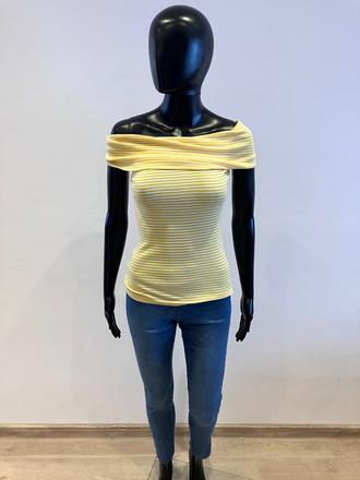 Žlto-biely pásikavý top s rolákom slovenka (m), slovenka,m