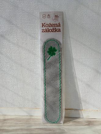 Kožená záložka do knihy so štvorlístkom, 