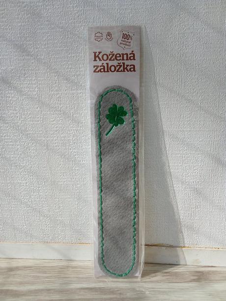 Kožená záložka do knihy so štvorlístkom, 