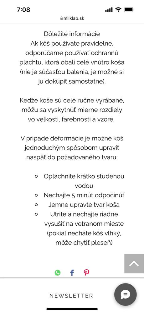 Milklab prebalovací prírodný kôš, 