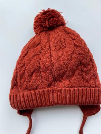 Teplá škoricová čiapočka s uvazovaním, sergent major,80 / 86 / 92