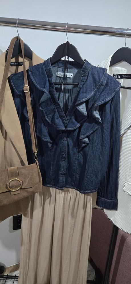 Riflová košeľa zara, zara,m