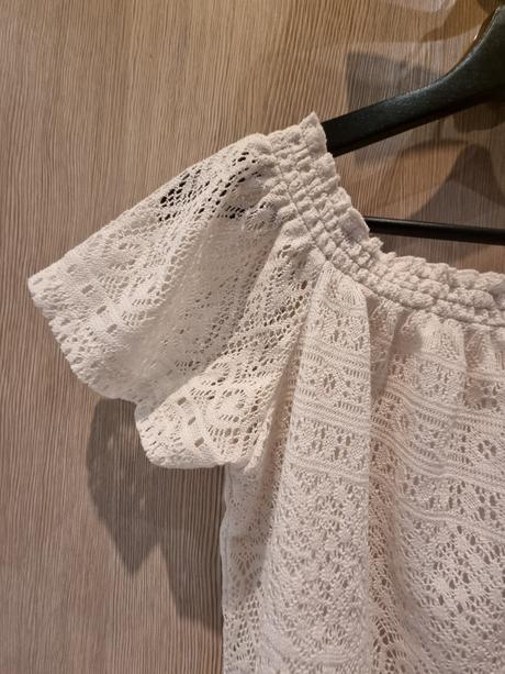 Biele čipkované tričko h&m, h&m,xs