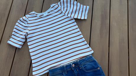 Pruhované tričko s nariaseným rukávom zara, zara,128