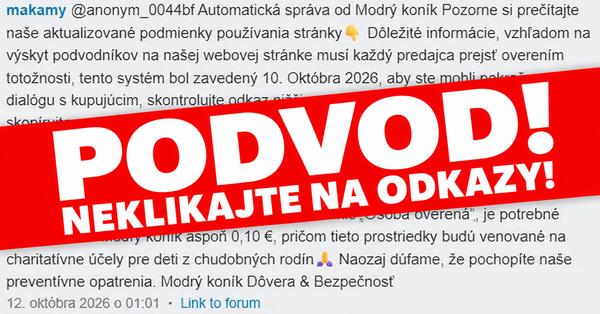 Pozor na podvodné správy od falošného Modrého koníka!