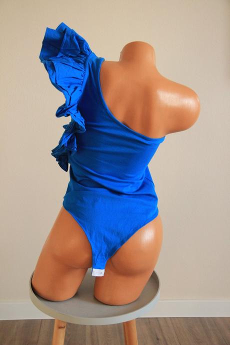 Modrý body top na jedno rameno, zara, zara,m