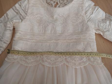 Smotanové šaty s krajkou, 128