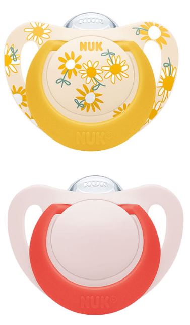 Nuk silikónový cumlík star žltý 6-18m, 2ks, nuk
