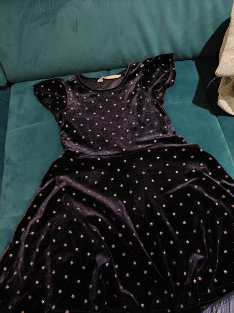 Tmavomodré zamatové šaty, h&m,98
