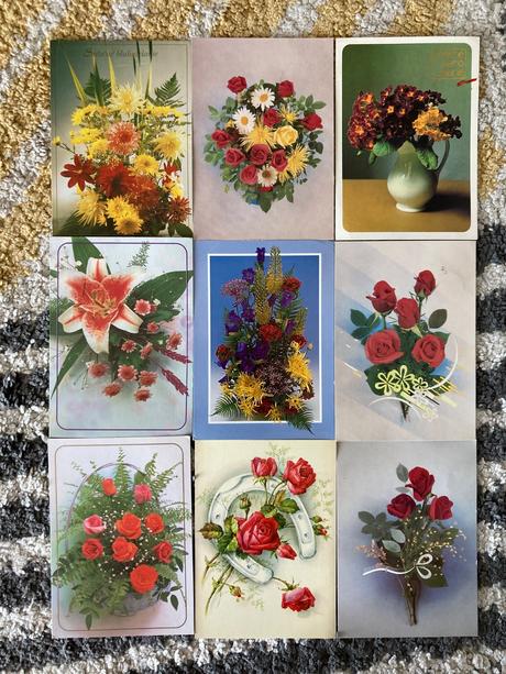 Pohľadnice kvety 90te roky,