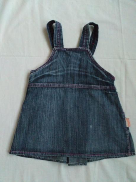 Riflové šaty s vyšívanými kvetinkami, 68