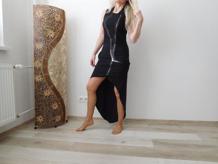 Šaty pružné v predu zips s vreckami -36/38, 36