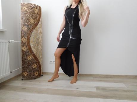 Šaty pružné v predu zips s vreckami -36/38, 36