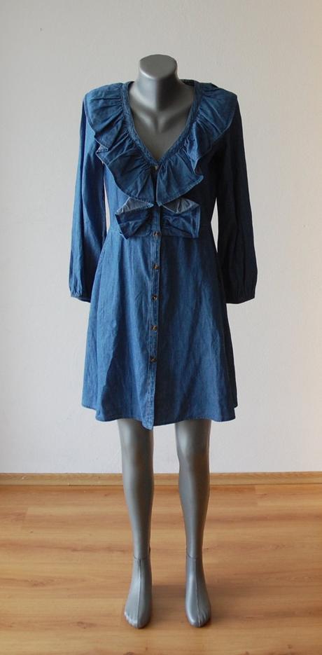 Štýlové denimové šaty s volánom, lee cooper,xs
