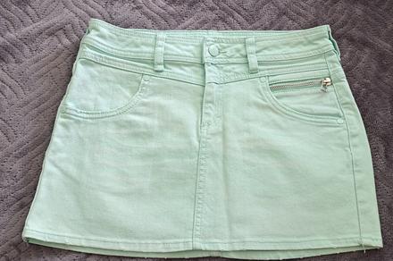 Mentolová rifľová sukňa, h&m,164