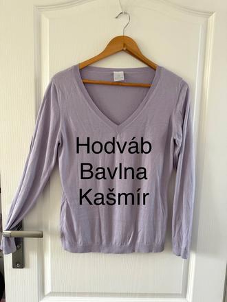 Fialový sveter zo zmesi hodvábu, bavlny a kašmíru, l
