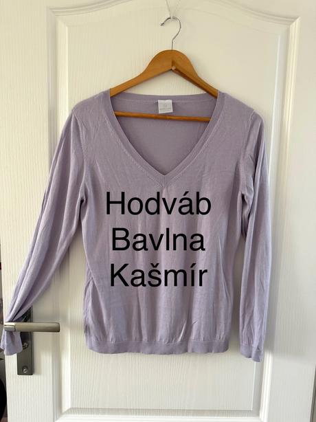Fialový sveter zo zmesi hodvábu, bavlny a kašmíru, l