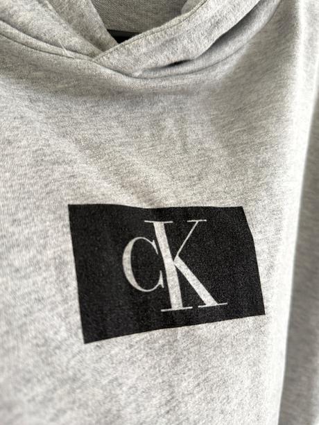 Mikina s kapucňou calvin klein sivá melír, calvin klein,l