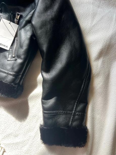 Čierna zimná kožená bunda bershka, bershka,m