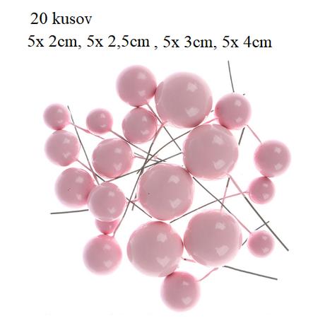Tortový zápich guličky bledo ružové (20ks)-skladom,