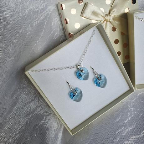 Strieborné súpravy srdiečka 14mm, swarovski