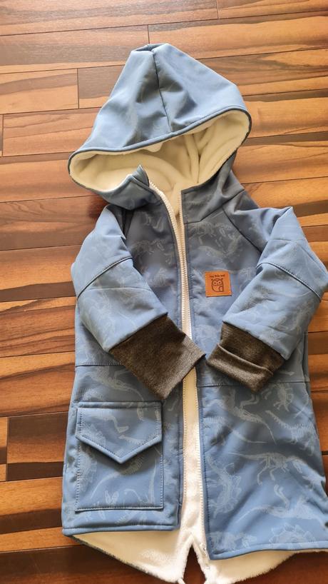 Zimna softschelova bundicka 104/110, dinosaurus sv, 110