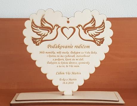 Poďakovanie rodičom 2v1 holubice,