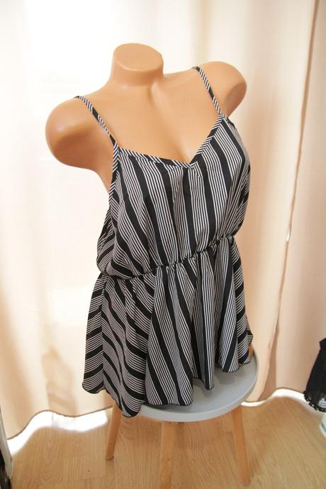 Čierno biely pásikavá top xl, xl