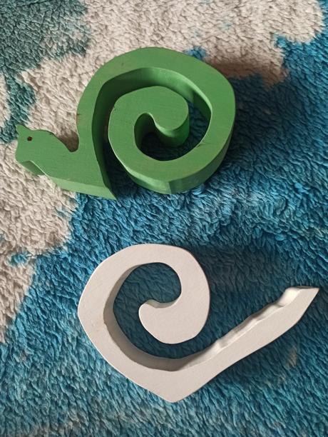 -drevená skladacka, slimak, 