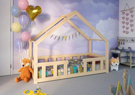 Detská posteľ domček, šírka (cm): 70,dĺžka (cm): 140