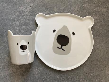 Porcelanovy hrnček a tanierik medveď, 