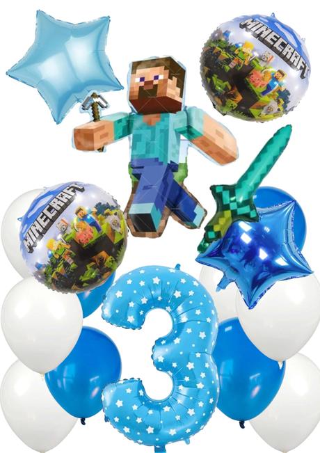 Balóny minecraft- steve 85cm aj meč- až 15/16/17ks,