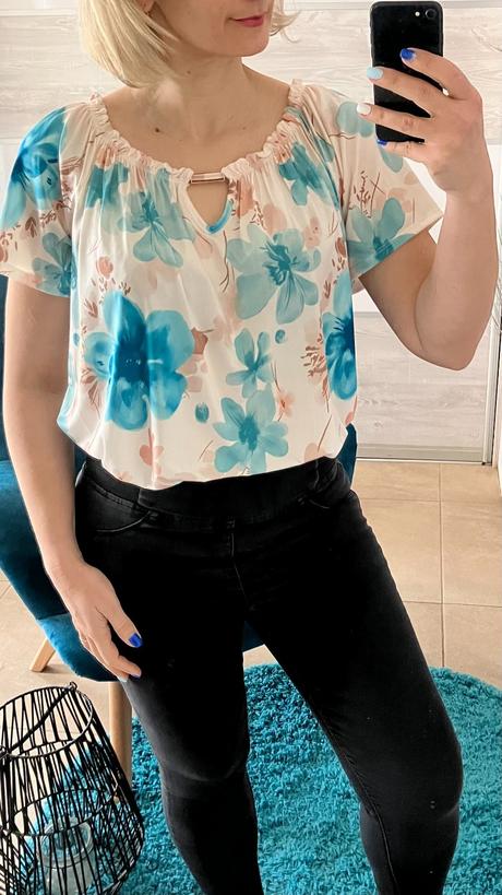 Kvetovaná blúzka so spadnutými ramenami, l / m / s / xl