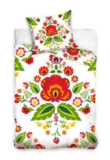 Bavlnené obliečky 200x220 ľudovka biela - skladom, 