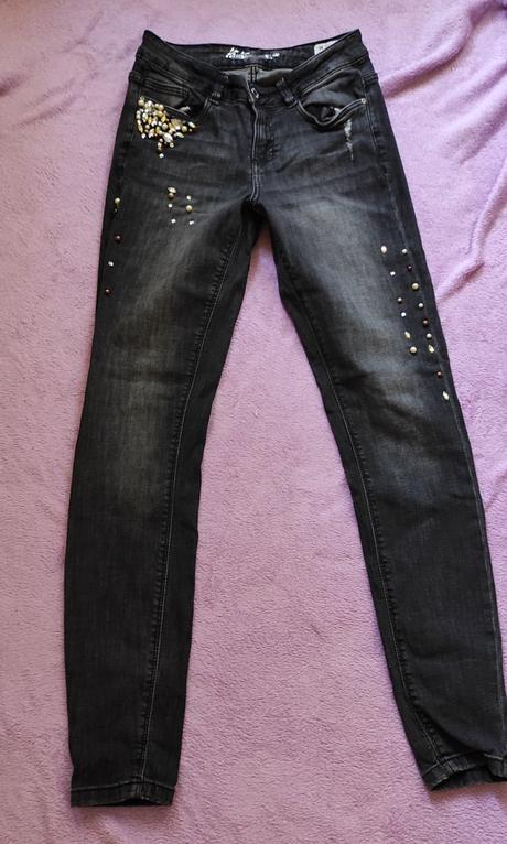 Elastické rifle s perlami, takko,34