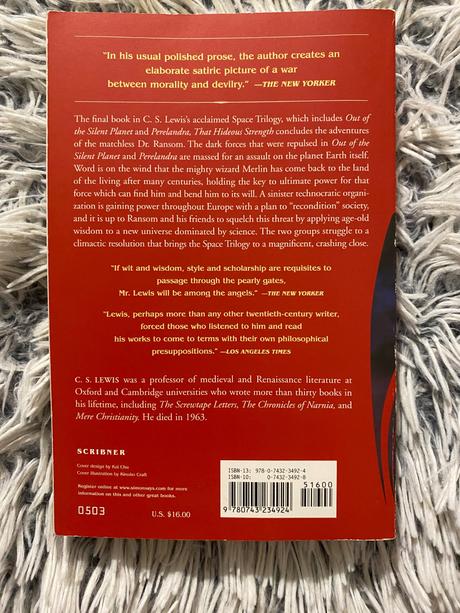 C.s. lewis that hideous strength space trilogy,b,