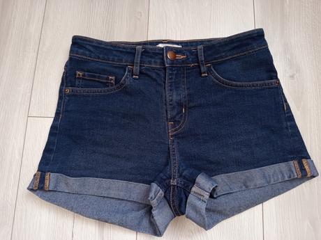 Riflové modré kraťasy, h&m,34
