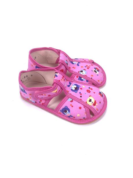 Baby bare shoes - slippers pink teddy, baby bare shoes,23 - 33