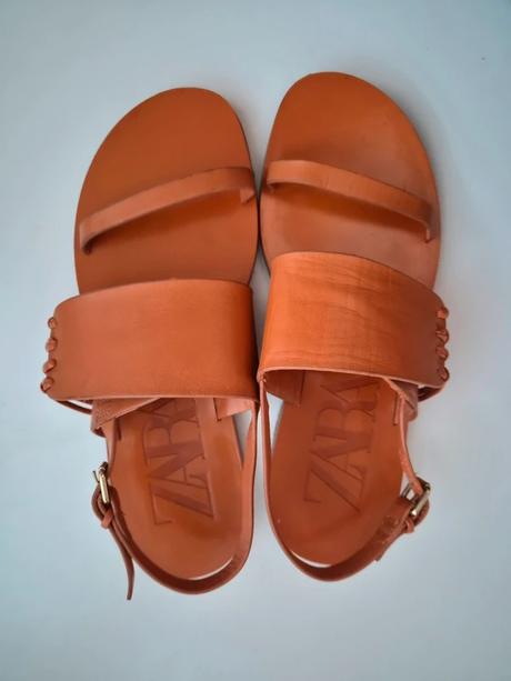 Zara nízke kožené sandále s uzlami, zara,37