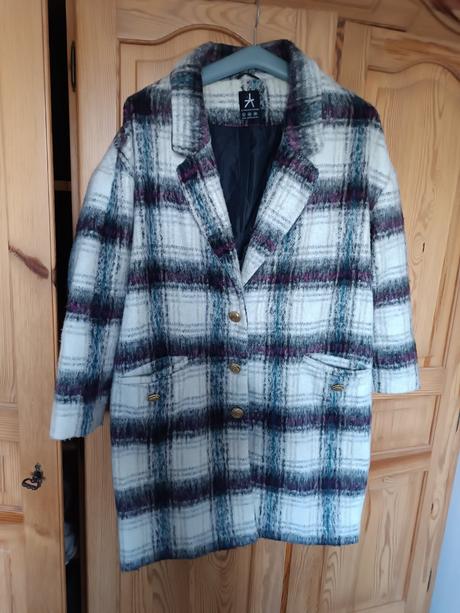 Kockovaný prechodný kabát, veľ. 40, atmosphere,40