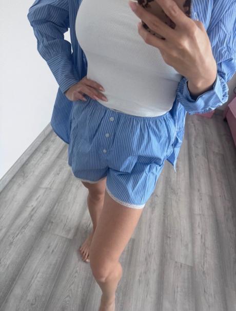 Modrý set košeľa + šortky, s