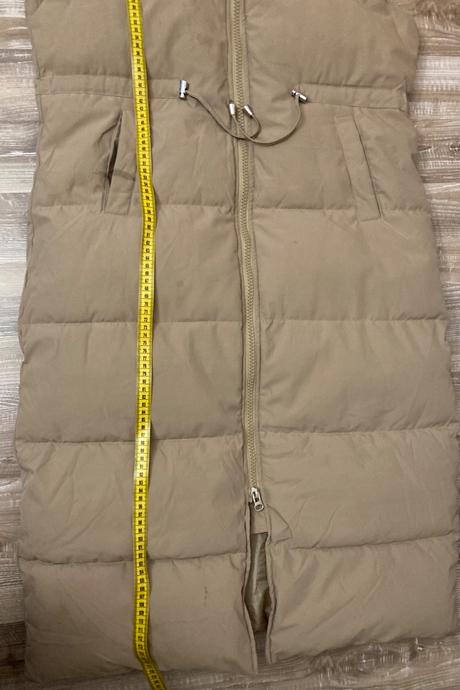 Béžová dlhá  vesta, l